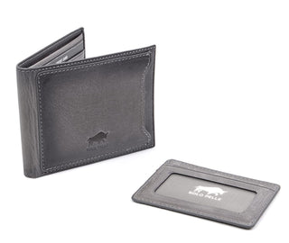 Solo Pelle Slim Wallet aus echtem Leder Platz für 4-8 Karten magnetisch abnehmares Kartenetui in Steingrau