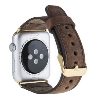 Solo Pelle Apple Watch Series 1/2 / 3 "Watch Leder Armband Uhrenband mit passendem Uhrenadapter Connector Ersatzband Strap (42 mm Vintage Braun/Goldene Connector)