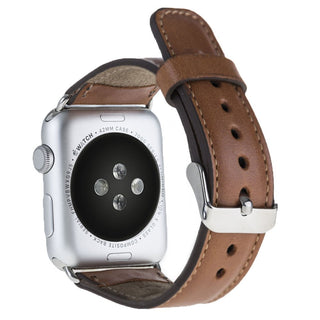 Solo Pelle Apple Watch Series 1/2 / 3 "Watch Leder Armband Uhrenband mit passendem Uhrenadapter Connector Ersatzband Strap (42 mm Vintage Braun/Goldene Connector)