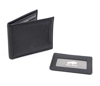 Solo Pelle Slim Wallet aus echtem Leder Platz für 4-8 Karten magnetisch abnehmares Kartenetui in Steingrau