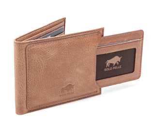 Solo Pelle Slim Wallet aus echtem Leder Platz für 4-8 Karten magnetisch abnehmares Kartenetui in Steingrau