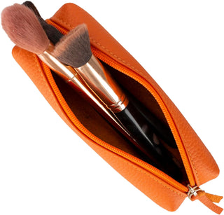 Stifte-Etui, Stylisches Stiftemäppchen mit Reißverschluss, Tasche für Kugelschreiber, Füller, Pinsel etc, Federmäppchen für Schule, Uni & Büro, Schminktasche Multibox (Orange)