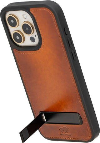 Solo Pelle Lederhülle für das iPhone 15 Pro Max 6.7 Zoll Drop Case Case Leder - Cognac Braun