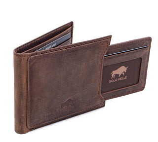 Solo Pelle Slim Wallet aus echtem Leder Platz für 4-8 Karten magnetisch abnehmares Kartenetui in Steingrau