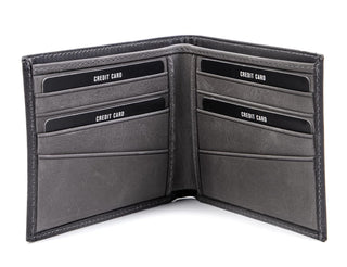 Solo Pelle Slim Wallet aus echtem Leder Platz für 4-8 Karten magnetisch abnehmares Kartenetui in Steingrau