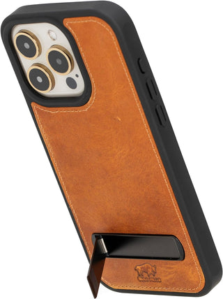 Solo Pelle Lederhülle für das iPhone 15 Pro Max 6.7 Zoll Drop Case Case Leder - Camel Braun
