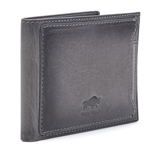 Solo Pelle Slim Wallet aus echtem Leder Platz für 4-8 Karten magnetisch abnehmares Kartenetui in Steingrau