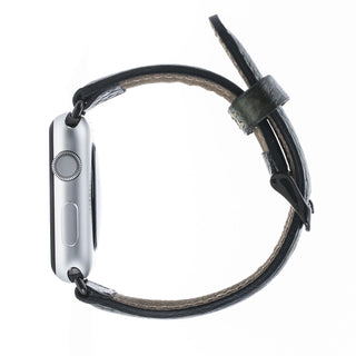 Solo Pelle Apple Watch Series 1/2 / 3 "Watch Leder Armband Uhrenband mit passendem Uhrenadapter Connector Erstatzband Strap (38 mm Camouflage Grün/Schwarzer Connector)