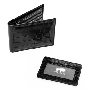 Solo Pelle Slim Wallet aus echtem Leder Platz für 4-8 Karten magnetisch abnehmares Kartenetui in Steingrau