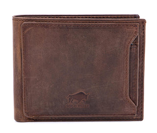 Solo Pelle Slim Wallet aus echtem Leder Platz für 4-8 Karten magnetisch abnehmares Kartenetui in Steingrau