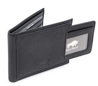 Solo Pelle Slim Wallet aus echtem Leder Platz für 4-8 Karten magnetisch abnehmares Kartenetui in Steingrau