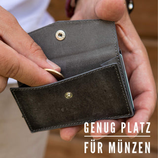 Solo Pelle Leder Geldbörse Herren | Kreditkartenetui | Kartenetui Slim Wallet Portmonee | Geldbeutel mit RFID Schutz für bis zu 11 Karten Model: Mech (Vintage Braun mit Scheinfach + Kleingeldfach)