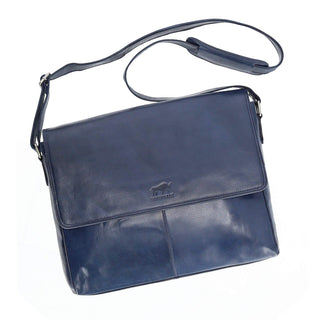 Solo Pelle Business Messenger Tasche/Umhängetasche College Tasche aus echtem Leder Model: Henry 15 Zoll (Navy Blau)