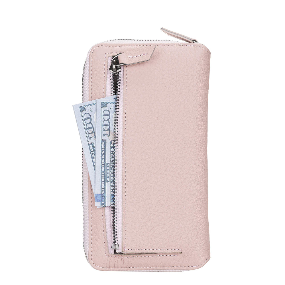 Solo Pelle Ledergeldbörse mit Scheinfach und Münzfach für Diverse Mobilgeräte 7.1 Zoll - Nude Rose