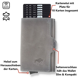 Solo Pelle Leder Geldbörse Herren | Kreditkartenetui | Kartenetui Slim Wallet Portmonee | Geldbeutel mit RFID Schutz für bis zu 11 Karten Model: Mech (Vintage Braun mit Scheinfach + Kleingeldfach)