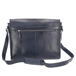 Solo Pelle Business Messenger Tasche/Umhängetasche College Tasche aus echtem Leder Model: Henry 15 Zoll (Navy Blau)