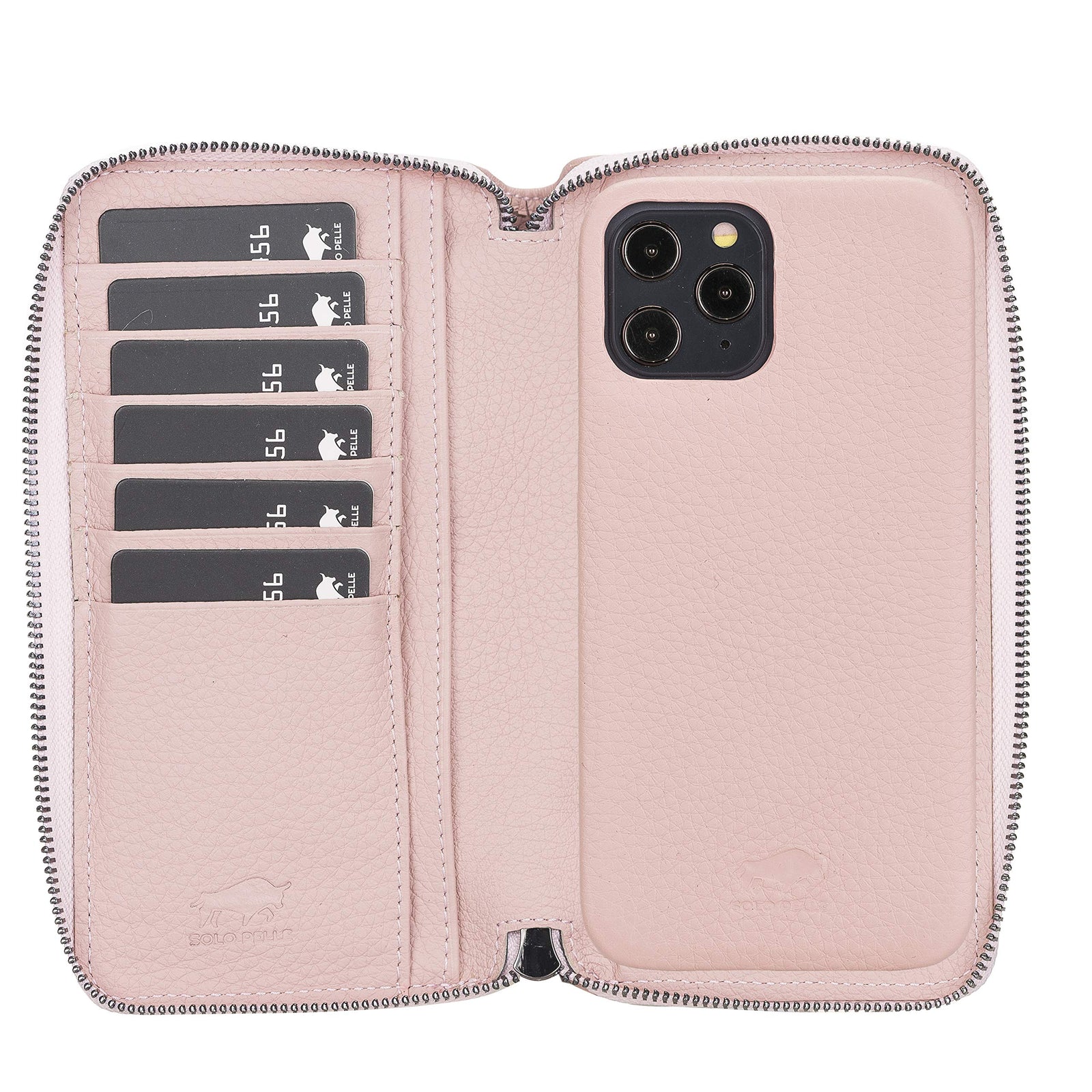 Solo Pelle Ledergeldbörse mit Scheinfach und Münzfach für Diverse Mobilgeräte 7.1 Zoll - Nude Rose Lifestyle